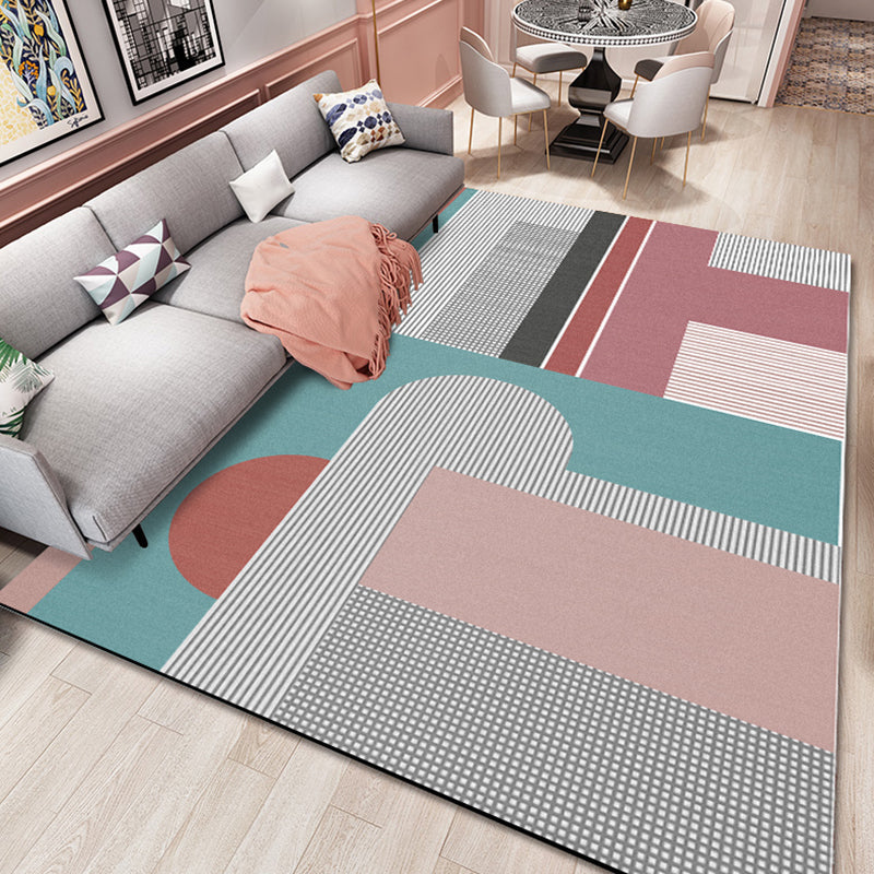 Avtoit | Pastel Morandi Color Block Carpet Synthetic Nordic Area Rug Non-Slip Backing Easy Maintenance Rug for Home