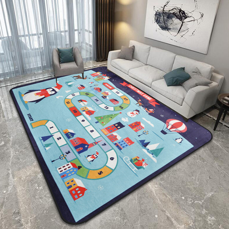 Avtoit | Cartoon Railway Area Rug Multicolored polypropylene rug pet-friendly non-slip rug for children