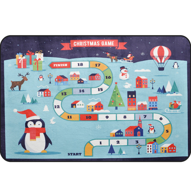 Avtoit | Cartoon Railway Area Rug Multicolored polypropylene rug pet-friendly non-slip rug for children