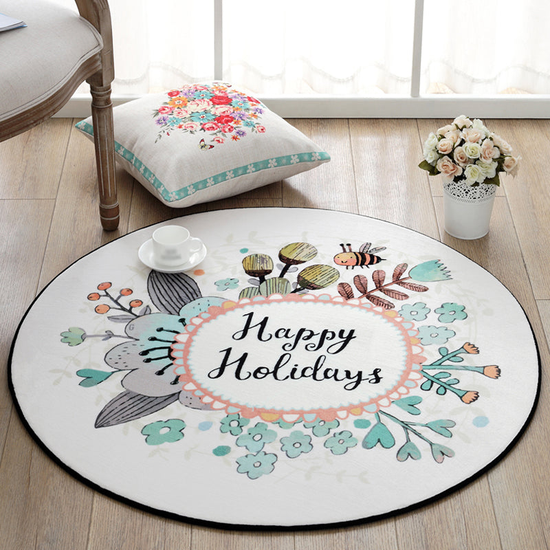 Avtoit | Cute Cartoon Rug Multicolored Animal and Flower Print Rug Polypropylene Rug for Children's Room