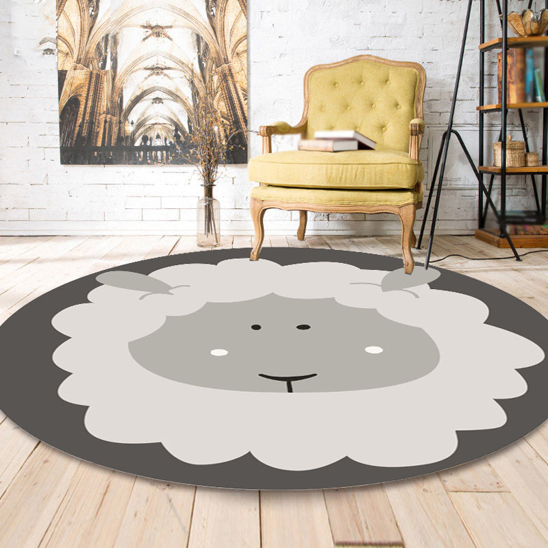 Avtoit | Dark Color Cartoon Area Rug Synthetic Animal Head Carpet Stain Resistant Non-Slip Rug for Children's Room