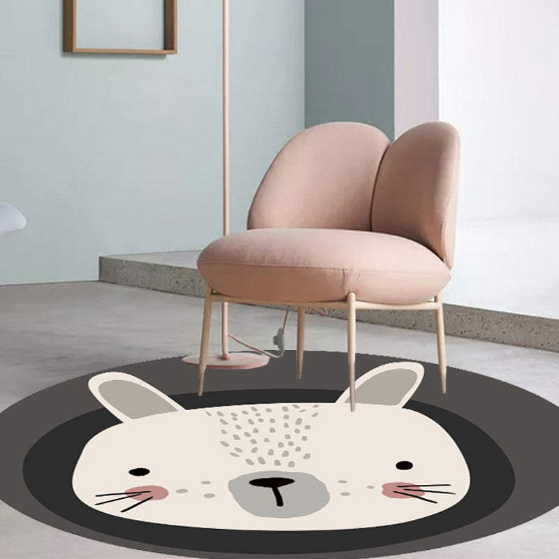 Avtoit | Dark Color Cartoon Area Rug Synthetic Animal Head Carpet Stain Resistant Non-Slip Rug for Children's Room