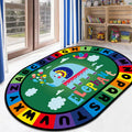Avtoit | Stylish Letters and Animals Carpet Multi-Colored Cartoon Carpet Synthetic Non-Slip Educational Carpet