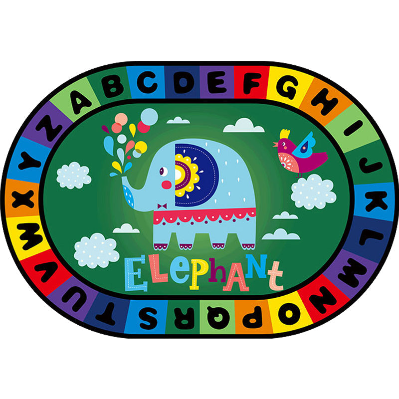 Avtoit | Stylish Letters and Animals Carpet Multi-Colored Cartoon Carpet Synthetic Non-Slip Educational Carpet
