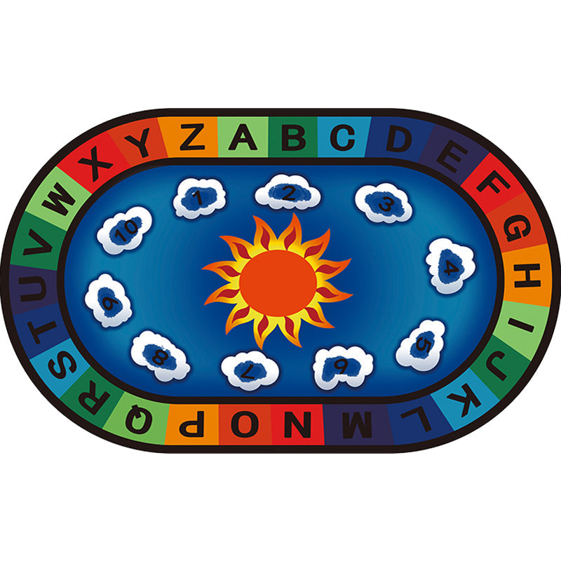 Avtoit | Multicolor Kids Room Carpet Cartoon Alphabet Letters and Numbers Carpet Polyester Pet-Friendly Carpet