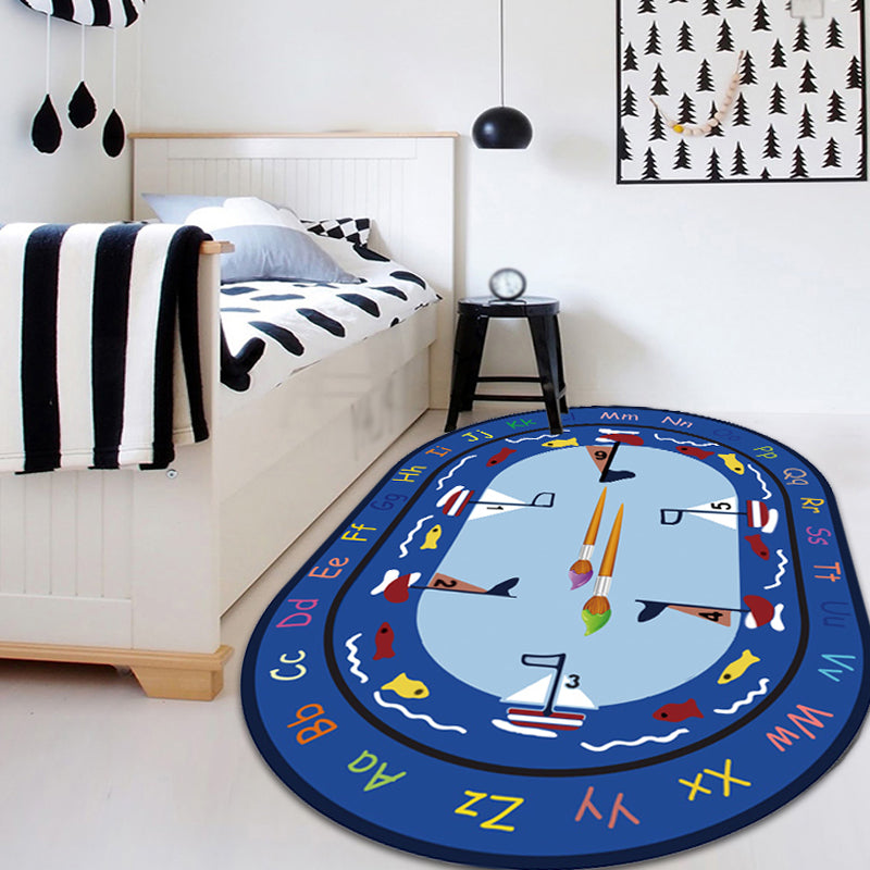 Avtoit | Multicolor Kids Room Carpet Cartoon Alphabet Letters and Numbers Carpet Polyester Pet-Friendly Carpet