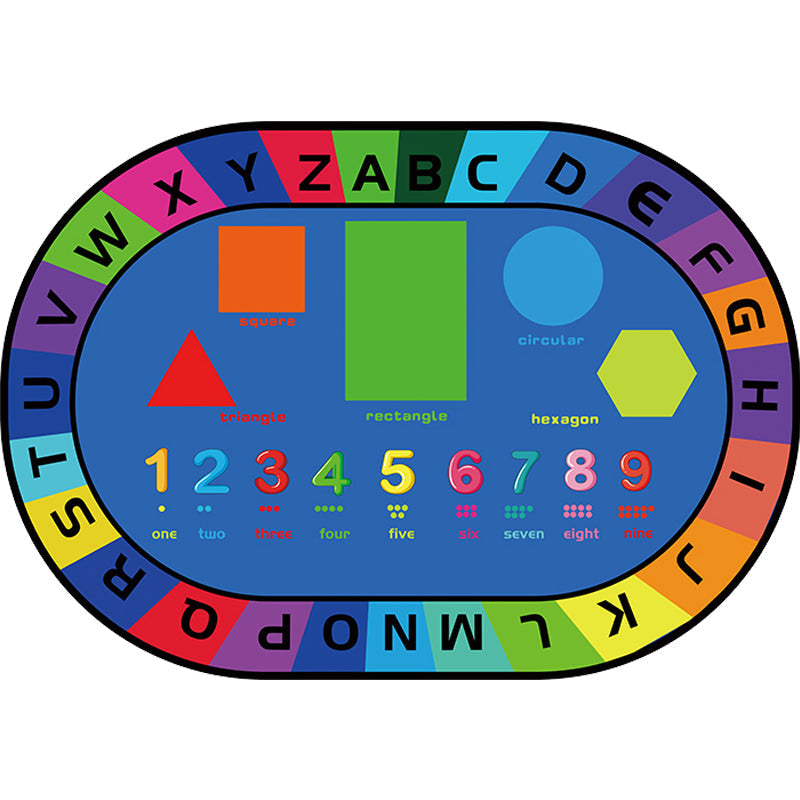Avtoit | Multicolor Kids Room Carpet Cartoon Alphabet Letters and Numbers Carpet Polyester Pet-Friendly Carpet