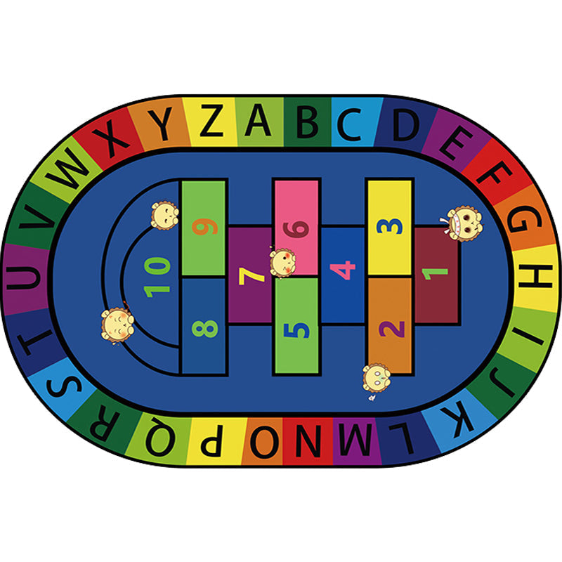 Avtoit | Multicolor Kids Room Carpet Cartoon Alphabet Letters and Numbers Carpet Polyester Pet-Friendly Carpet