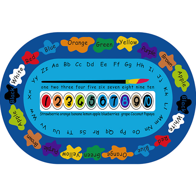 Avtoit | Multicolor Kids Room Carpet Cartoon Alphabet Letters and Numbers Carpet Polyester Pet-Friendly Carpet