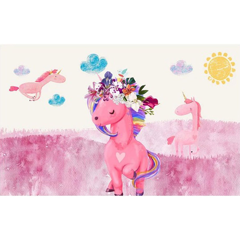 Avtoit | Dreamy Fairy-Tale Area Rug Pastel Color Cartoon Carpet Polypropylene Stain-Resistant Carpet for Kids Room