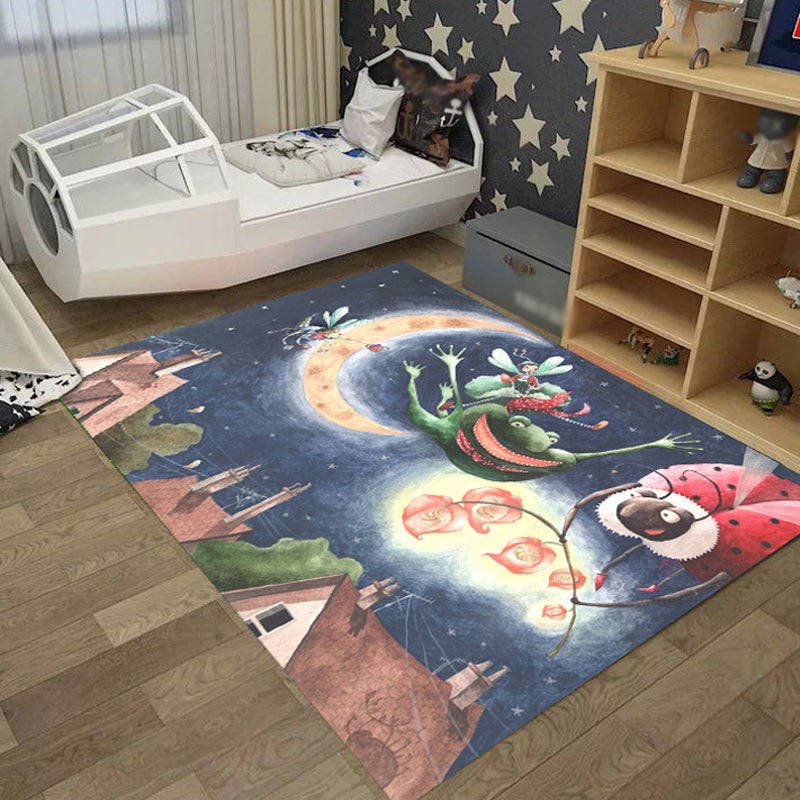 Avtoit | Cool Kids Rug Dark Color Fantasy World Area Rug Non-Slip Backing Washable Rug for Kids Room