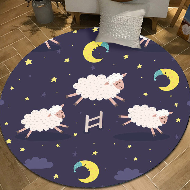 Avtoit | Cartoon Children's Mats Rug Dark Color Animal Land Rug Polyester Pet Friendly Non-Slip Rug