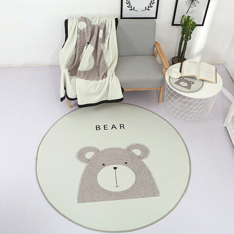 Avtoit | Beautiful Children's Indoor Light Color Animal Rug with Words Non-Slip Backing Pet-Friendly Rug
