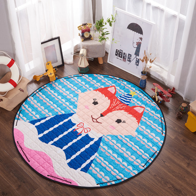 Avtoit | Children’s Animal Play Rug Multicolored Cotton Rug Stain Resistant Pet Friendly Rug for Children's Room