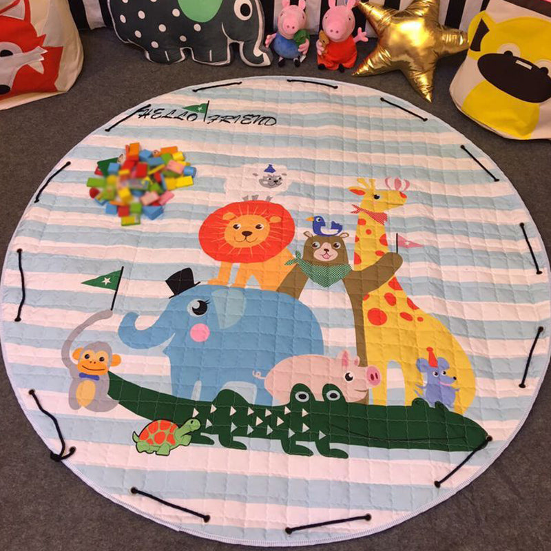 Avtoit | Multi Color Animal Rug Cotton Cartoon Area Rug Non-Slip Easy Care Rug for Children's Room