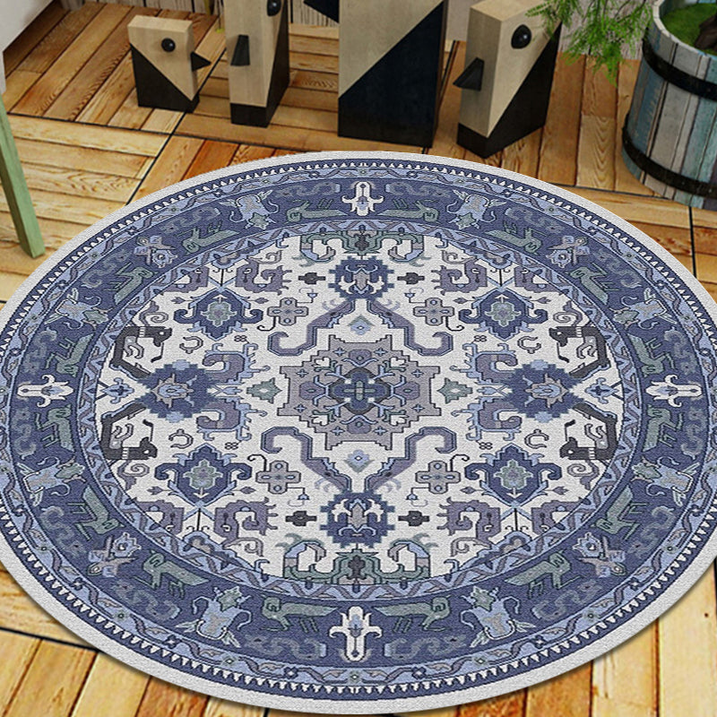 Avtoit | Moroccan Medallion Pattern Rug Multi Color Polypropylene Rug Non-Slip Backing Pet-Friendly Washable Rug for Bedroom