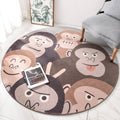 Avtoit | Brown Cartoon Style Rug Synthetic Orangutans Making Faces Rug Non-Slip Back Rug for the Children's Room