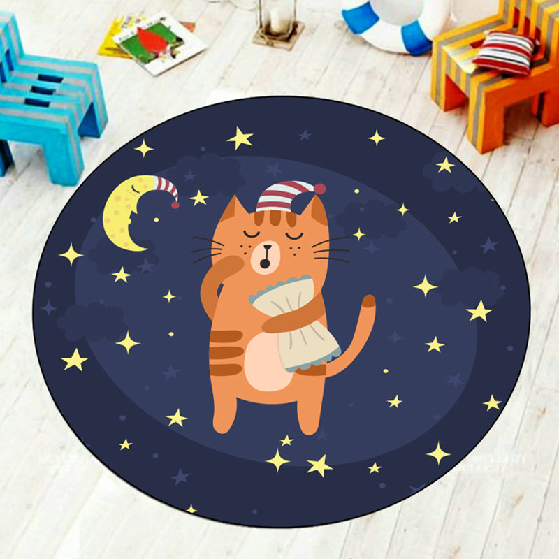 Avtoit | Multi-Colored Children's Room Rug Cartoon Starry Sky Animal Carpet Polypropylene Non-Slip Indoor Rug