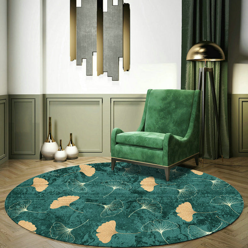 Avtoit | Green Tropical Carpet Polyester Ginkgo Leaf Print Carpet Non-Slip Rug Easy Maintenance Carpet for Home