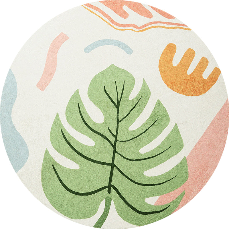 Avtoit | Green Tropical Area Rug Polyester Botanical Pattern Rug Washable Pet-Friendly Non-Slip Carpet for Study