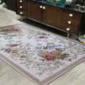 Avtoit | Traditional Flower Pattern Carpet Khaki Retro Carpet Polyester Washable Pet Friendly Non-Slip Back Area Rug for Living Room