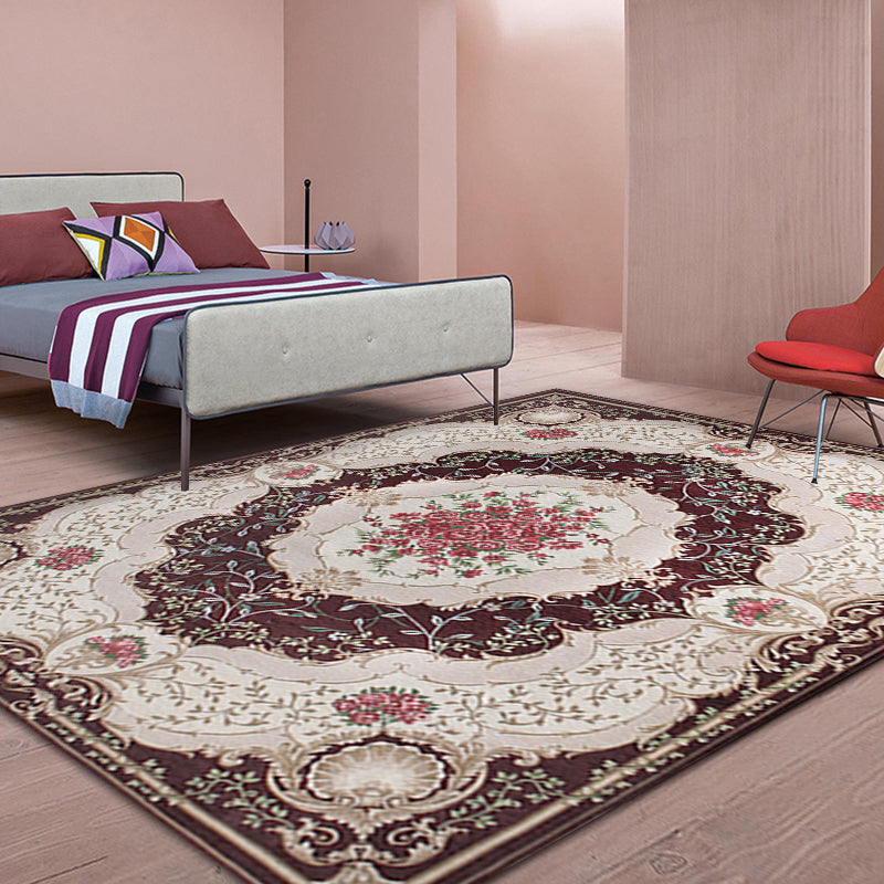 Avtoit | Blossom Pattern Carpet Polyester Retro Carpet Anti-Slip Carpet Machine Washable Indoor Carpet for Bedroom