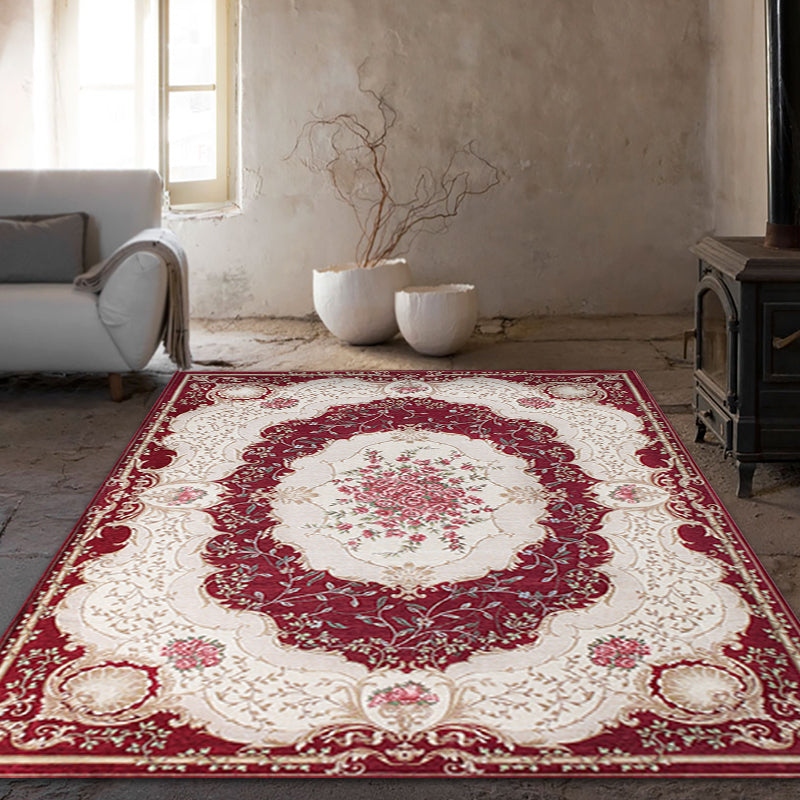 Avtoit | Blossom Pattern Carpet Polyester Retro Carpet Anti-Slip Carpet Machine Washable Indoor Carpet for Bedroom