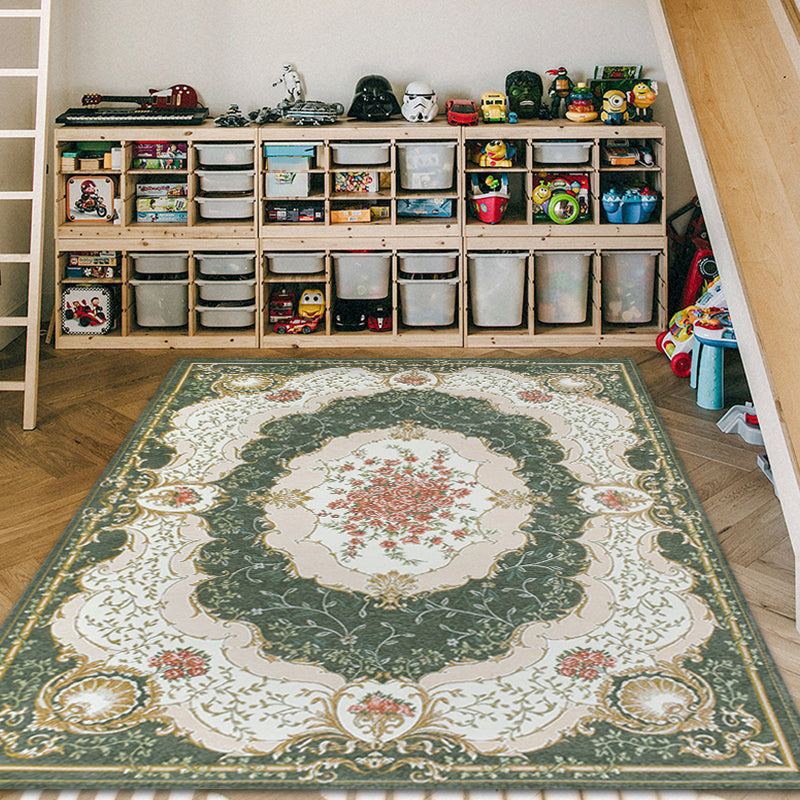 Avtoit | Blossom Pattern Carpet Polyester Retro Carpet Anti-Slip Carpet Machine Washable Indoor Carpet for Bedroom