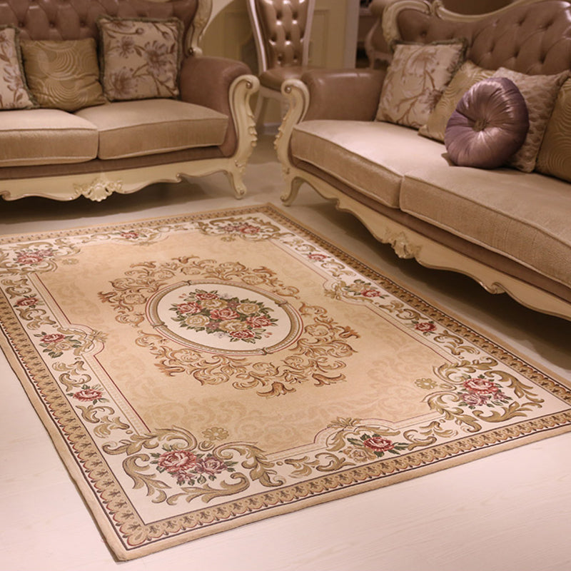 Avtoit | Multicolored floral pattern rug Polyester retro rug non-slip backing pet-friendly washable rug for the living room