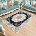 Avtoit | Retro Bud Pattern Carpet Red and Blue Polyester Carpet Washable Non-Slip Back Indoor Carpet for Living Room