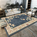 Avtoit | Traditional floral pattern carpet blue and red retro carpet washable pet friendly non-slip rug for living room