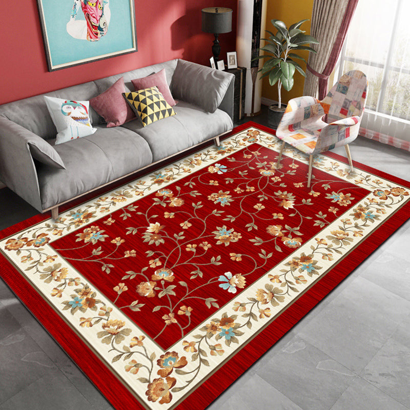 Avtoit | Unique Vintage Rug Polyester Floral Pattern Rug Washable Pet-Friendly Non-Slip Back Rug for Bedroom
