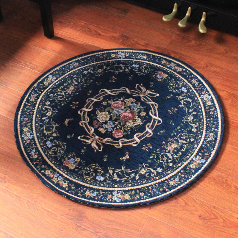 Avtoit | Red and blue vintage carpet polyester floral pattern carpet washable pet-friendly non-slip backing indoor carpet for study