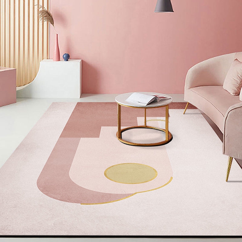 Avtoit | Pink Hall Rug Modernist Color Bar and Stripe Pattern Rug Polyester Pet Friendly Washable Non-Slip Back Rug