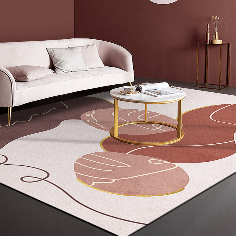 Avtoit | Minimalist Living Room Rug Multicolor Color Block Rug Polyester Non-Slip Backing Pet Friendly Washable Area Rug