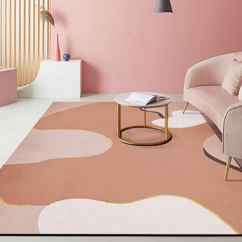 Avtoit | Minimalist Living Room Rug Multicolor Color Block Rug Polyester Non-Slip Backing Pet Friendly Washable Area Rug