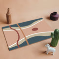 Avtoit | Simple Multi Color Modernism Area Rug Polyester Color Block and Striped Pattern Rug Washable Non-Slip Back Area Rug for Living Room