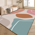 Avtoit | Multi-Color Modernist Rug Polyester Abstract and Striped Pattern Rug Washable Non-Slip Back Indoor Rug for the Living Room