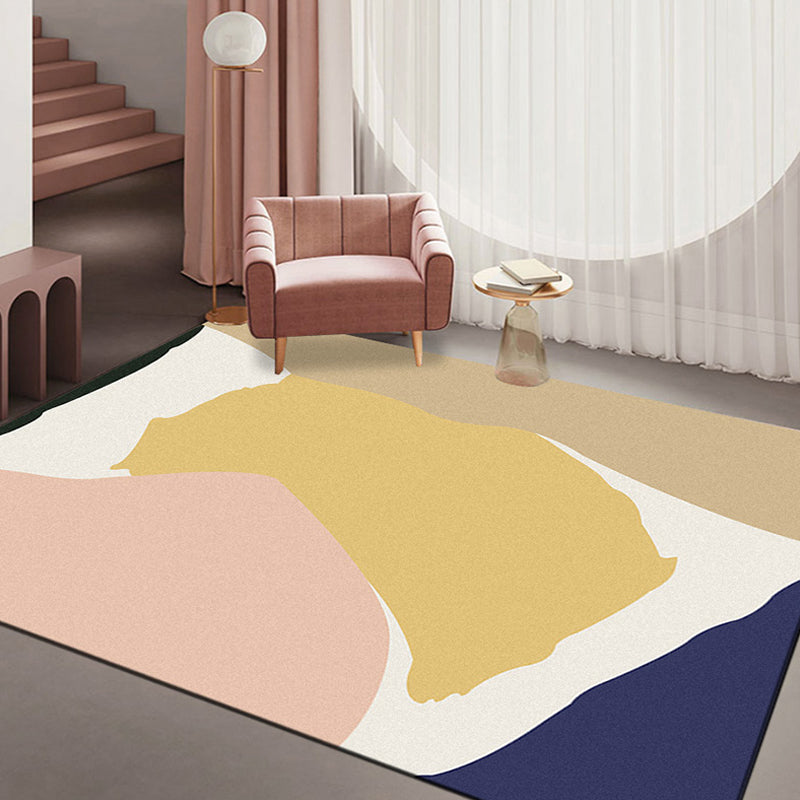 Avtoit | Modernist Color Block Carpet Multi-Color Polyester Area Rug Washable Non-Slip Back Indoor Rug for Drawing Room
