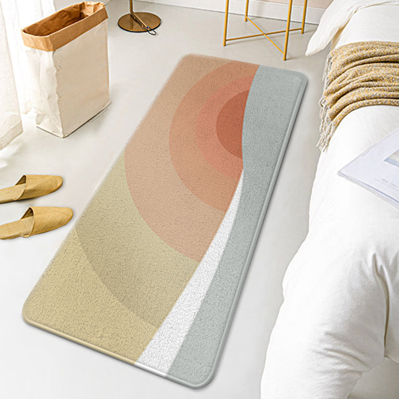 Avtoit | Casual Multi Colored Modernism Carpet Polyester Swirl Stripe Pattern Carpet Washable Pet Friendly Non-Slip Carpet for Bedroom