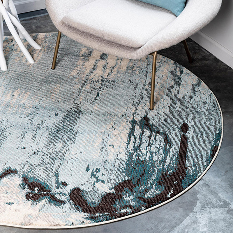 Avtoit | Circular Industrial Style Carpet with Multicolor Cement Pattern Pet Friendly Polyester Carpet for Room