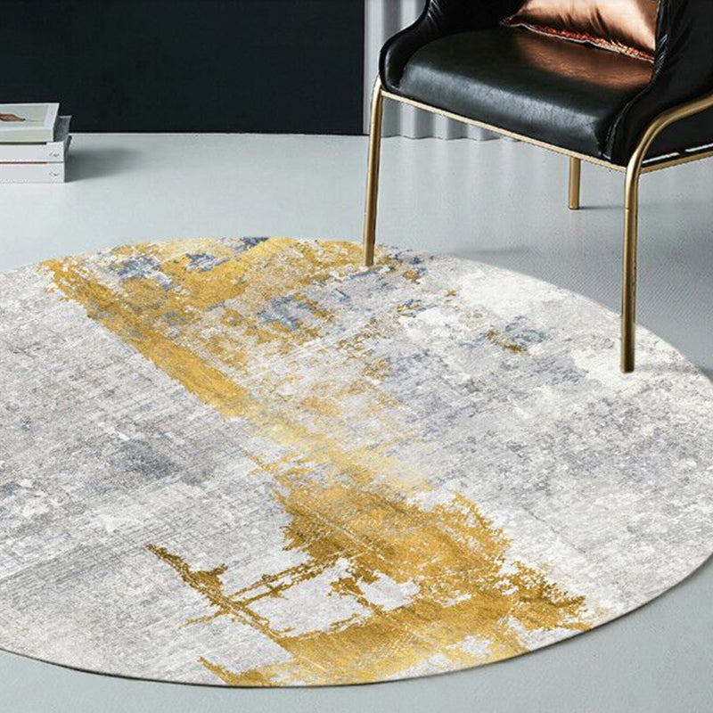 Avtoit | Multicolor Industrial Style Round Rug Polyester Rug for the Living Room with Cement Pattern Pet-Friendly Rugs