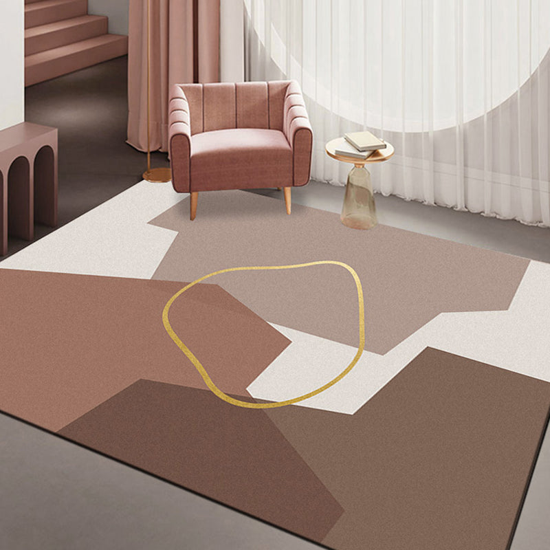 Avtoit | Minimalism Parlor Rug Multi-Color Color Block Indoor Rug Polyester Non-Slip Back Machine Washable Rug