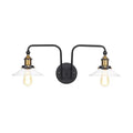 Avtoit | Industrial conical/wavy/fanned wall lamp glass and metal black 2-bulb wall mounted lamp for indoor use