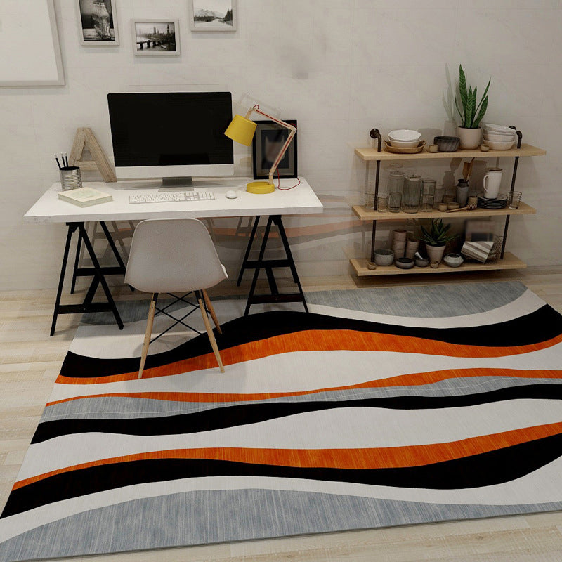 Avtoit | Novelty Stripe Wave Pattern Rug Colorful Polyester Rug Washable Rug for the Living Room