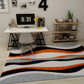 Avtoit | Novelty Stripe Wave Pattern Rug Colorful Polyester Rug Washable Rug for the Living Room