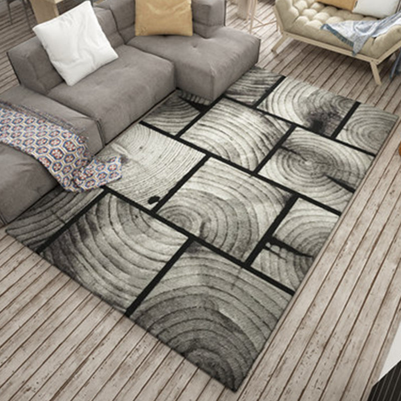 Avtoit | Novelty Geometry Grain Print Rug in Grey Polyester Rug Washable Rug for Home Decoration