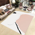 Avtoit | White and Pink Bedroom Carpet Novelty Color Block Pattern Carpet Polyester Washable Area Rug