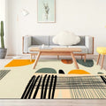 Avtoit | Ivory Bedroom Rug New Color Block Striped Pattern Rug Polyester Washable Area Rug