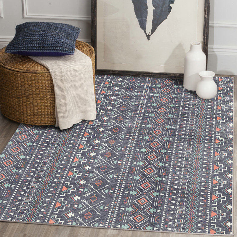 Avtoit | Indian Tribal Indoor Carpet Striped Diamond Geometric Synthetic Stain Resistant Power Loom Area Rug for Living Room
